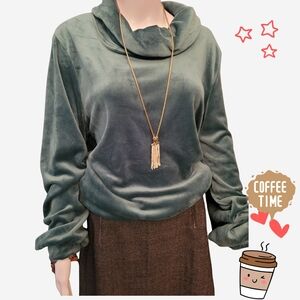 Kim Rogers Elegant Green Cowl Neck Sweater Sz XL